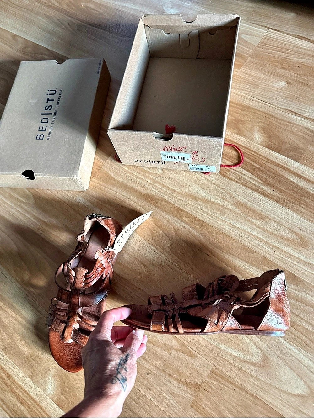 Bed|Stü Cara Gladiator Sandal Leather Brown US 9